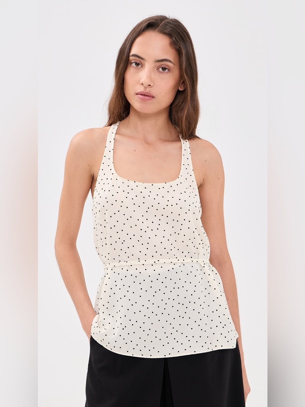 Theory Dot Print Belted Tank Top
